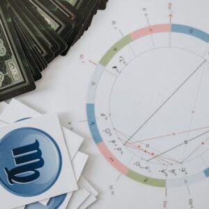 Astrology chart and tarot cards with zodiac symbols, perfect for mystical themes.